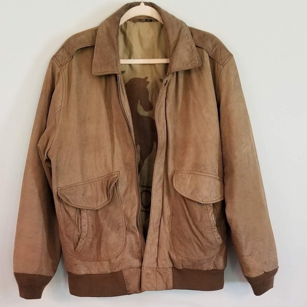 Vintage Leather Bomber Jacket
